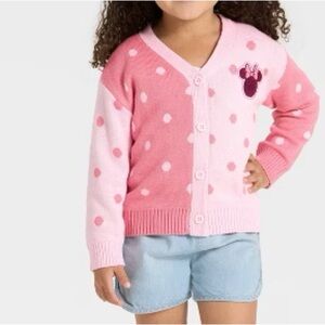 Disney Minnie Mouse Pink Polka Dot Sweater Cardigan. Size 18 months